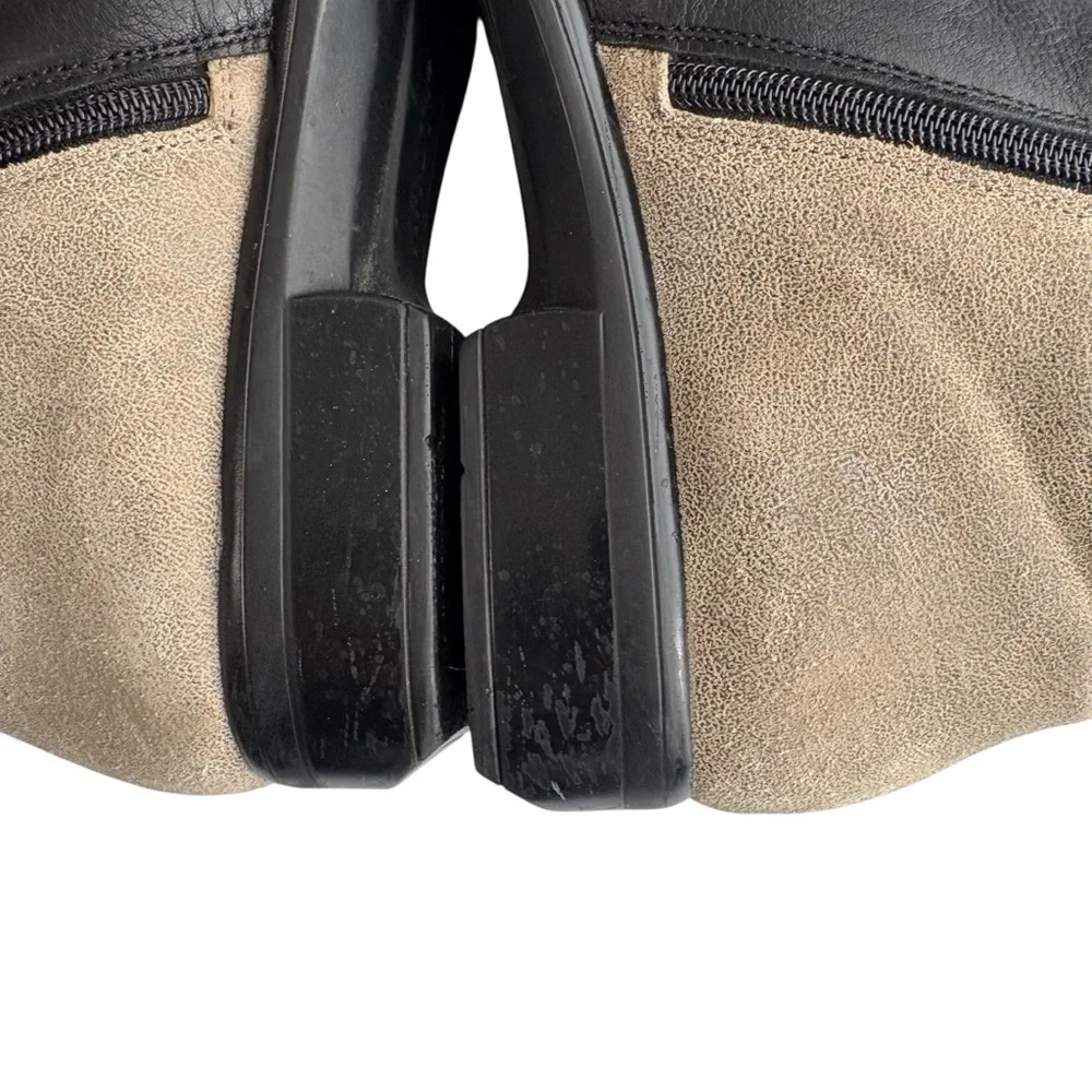 NAOT Helm Womens Ankle Boots Size 41 Dual Zip Black Lthr/Speckled Beige‎
